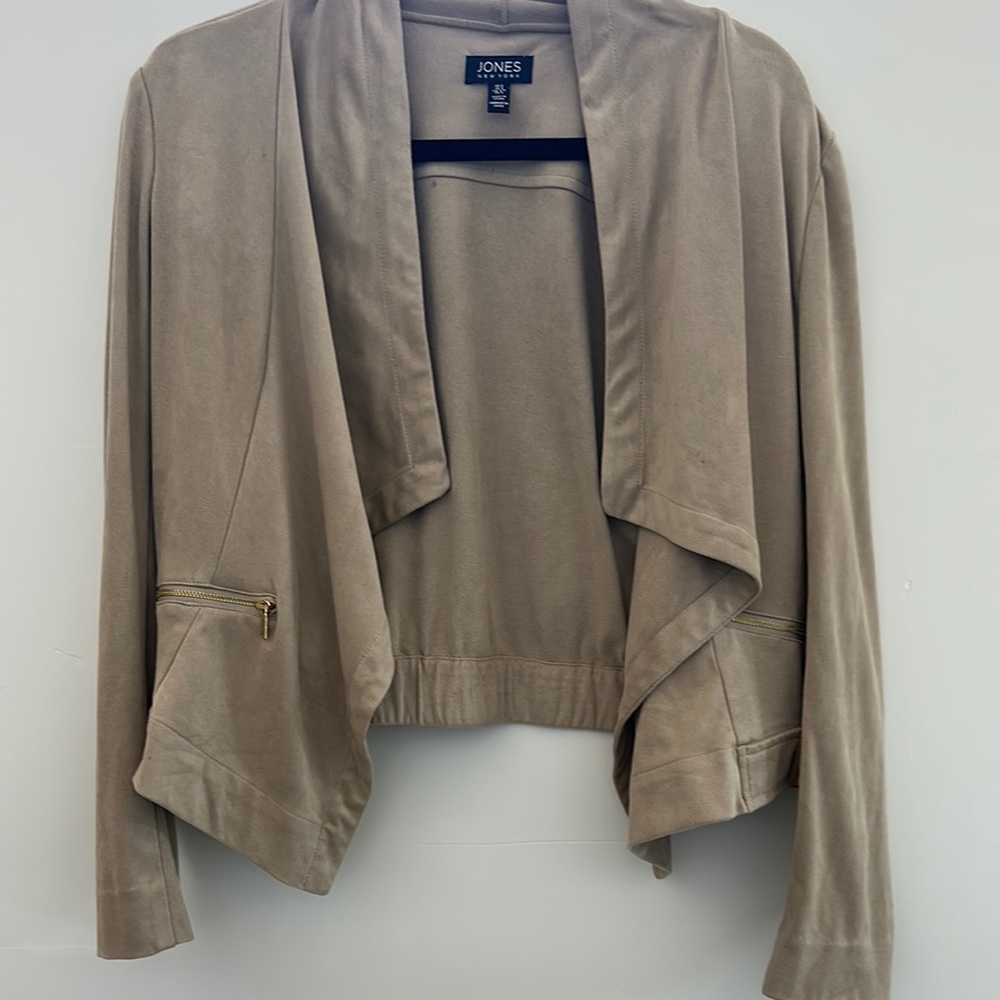 Jones New York Tan Blazer with Waterfall Front